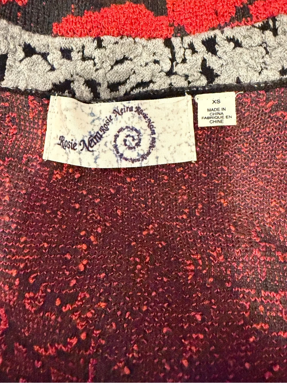 Anthropologie Red Floral Zip-Front knit Jacket